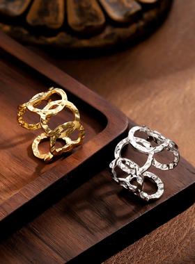 法式复古不锈钢镀金女戒