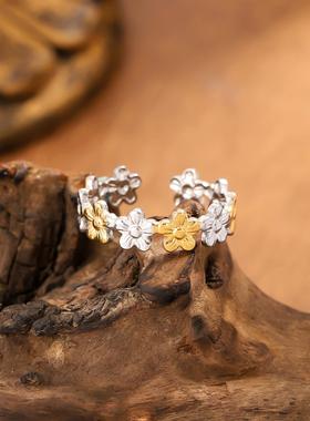 欧美不锈钢间金戒指简约撞色