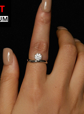 百搭轻奢经典1克拉莫桑石戒指s925纯银镀白金时尚通勤求婚钻戒女