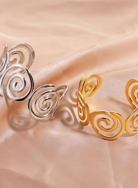 不锈钢开口油压手镯女时尚臂环