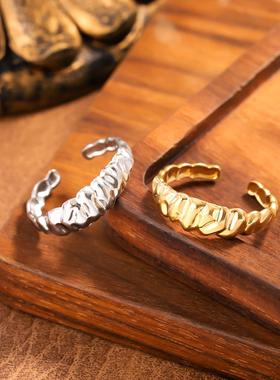 复古风不规则褶皱开口戒指