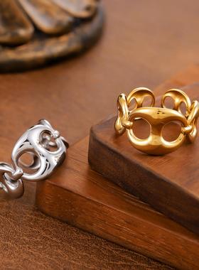 欧美风不锈钢复古猪鼻戒指