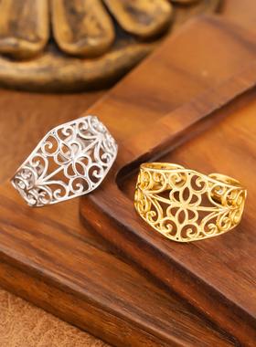 ins风18K镀金钛钢戒指女