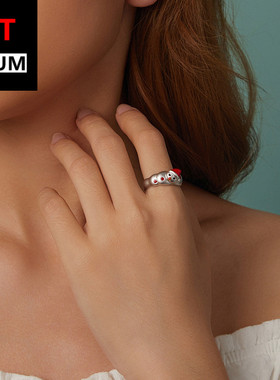 饰品跨境趣味可爱圣诞雪人宽戒指s925纯银镀白金圣诞节饰品手饰女