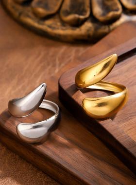 欧美简约真金电镀钛钢指环