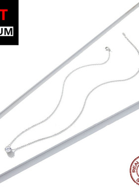 纯银项链女闪亮锆石s925银项饰