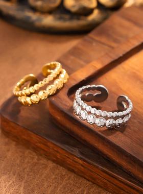 小众钛钢不规则线条镂空戒指