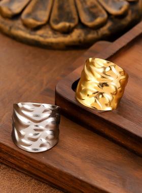 欧美风不规则几何不锈钢女戒