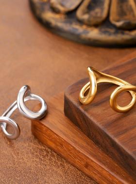 欧美镂空水滴戒指复古开口指环