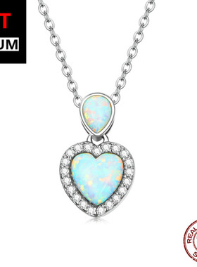 亚马逊热卖简约澳宝爱心项链纯银