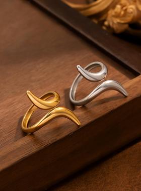 艾芙乐简约绿色树叶开口戒指可