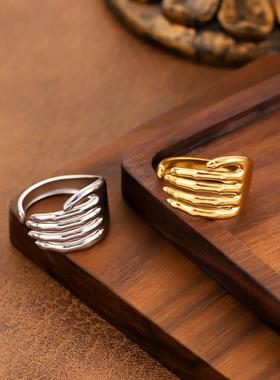 欧美高级感钛钢手掌戒指女