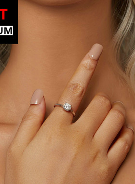 百搭跨境闪耀1克拉莫桑石戒指s925纯银镀白金指环手饰轻奢饰品女