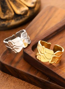 轻奢不锈钢镂空镀金戒指