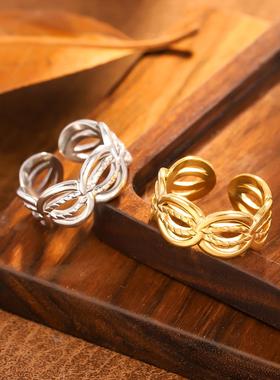 不掉色钛钢小众设计感戒指