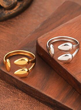 简约树叶油压可调节女戒