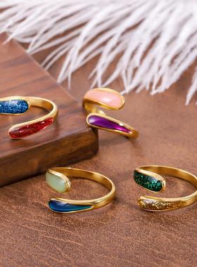 欧美嘻哈风不锈钢几何戒指