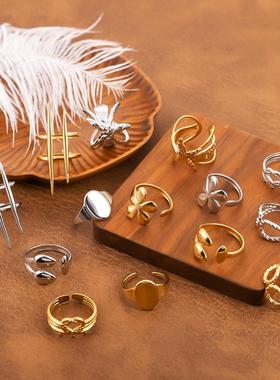 欧美风不锈钢油压几何戒指