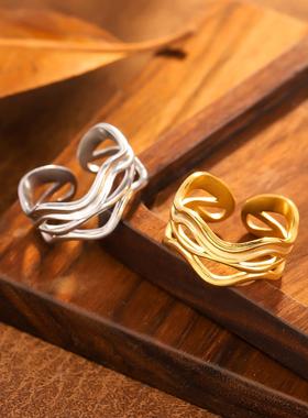 18K镀金简约开口戒指女款