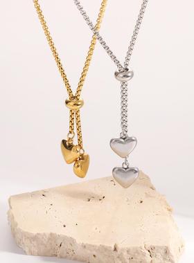 轻奢不锈钢爱心锁骨链女