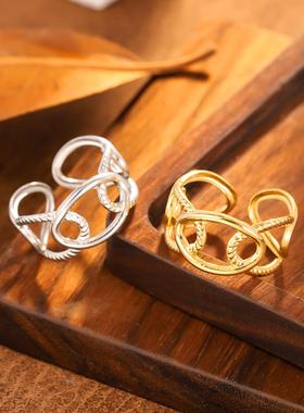 不掉色不锈钢小众设计感戒指