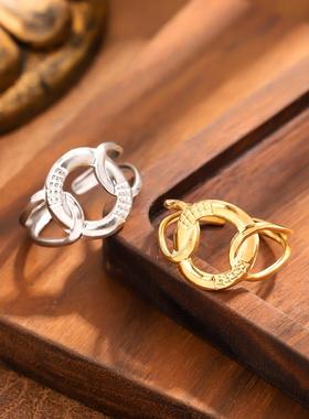 不锈钢几何开口复古戒指