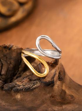 不锈钢金双色时尚开口戒指