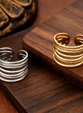 钛钢不规则开口轻奢戒指