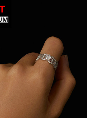 蕾丝花边镂空莫桑石戒指s925纯银