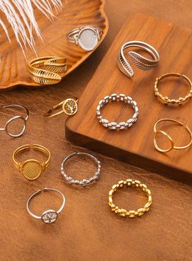 欧美风几何椭圆不锈钢女戒