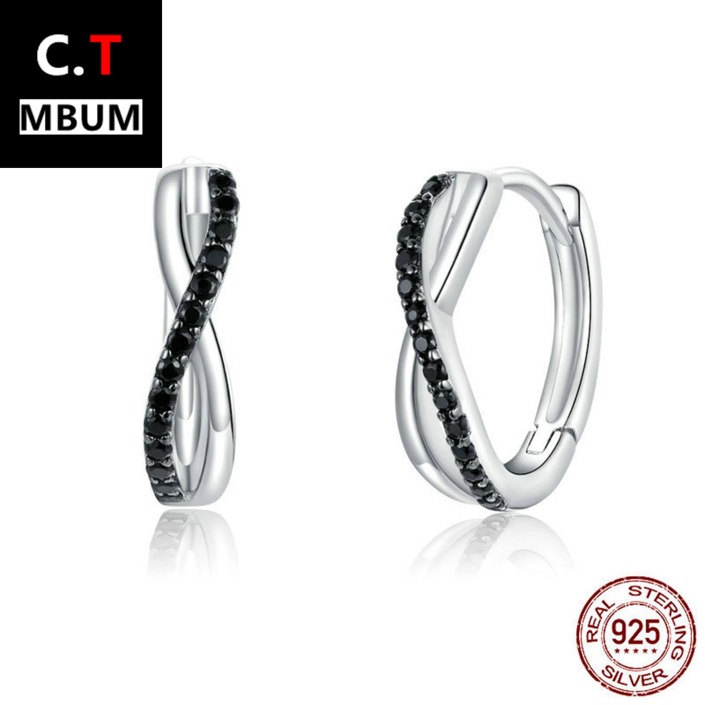 艾芙乐s925纯银Infinity符号耳钉