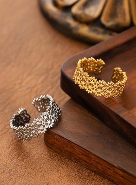 欧美不锈钢镂空可调戒指