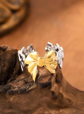 欧美蝴蝶结不锈钢可调戒指