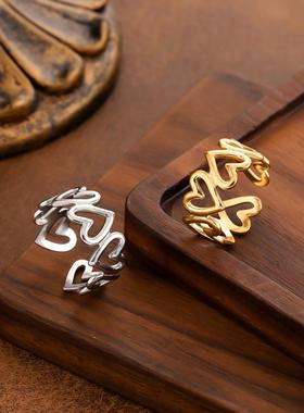 镂空爱心开口戒女时尚个性食指环