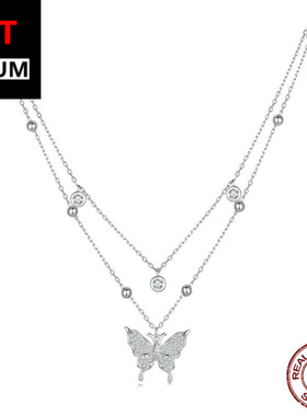 艾芙乐双层流苏蝴蝶项链s925纯银