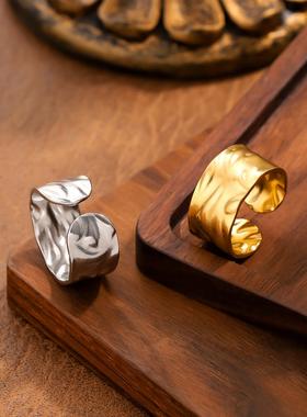 欧美不锈钢宽面个性戒指