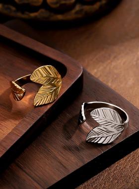 ins风钛钢镀金几何女戒