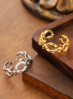 简约小众镂空樱花钛钢戒指