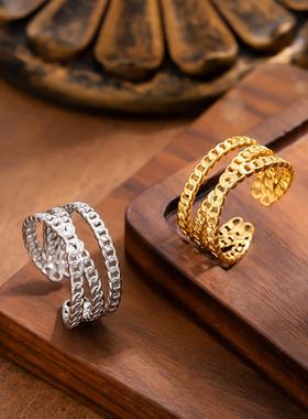 艾芙乐小清新绿色小花开口戒s925