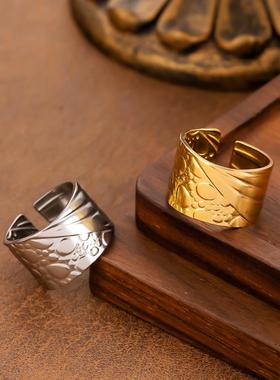 欧美爆款钛钢蛇纹可调戒指