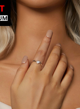 饰品跨境时尚轻奢爱心莫桑石戒指s925纯银镀白金简约手饰指环女