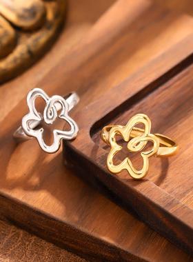 钛钢镀金不掉色简约素戒