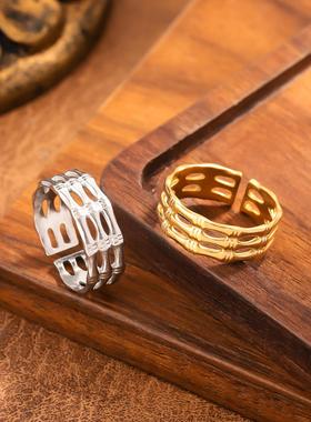 欧美小众几何戒指女可调节