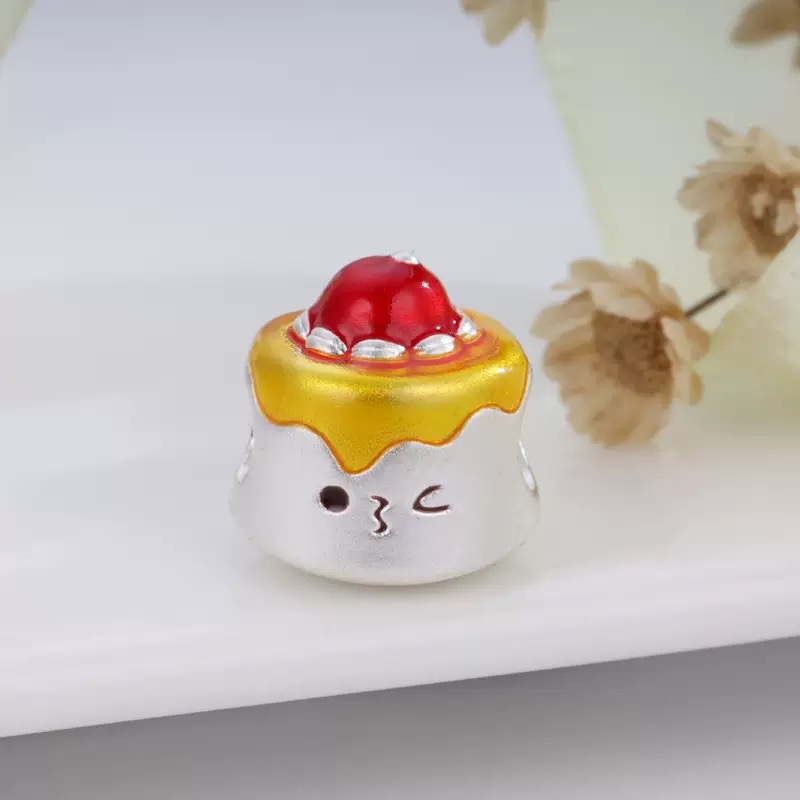 可爱蛋糕S999纯银滴油珐琅彩珠子