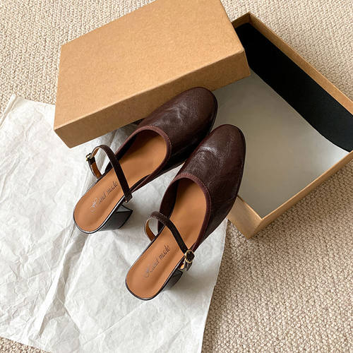 断码清掉    头层羊皮法式复古银色玛丽珍鞋女圆头一字扣凉鞋拖鞋