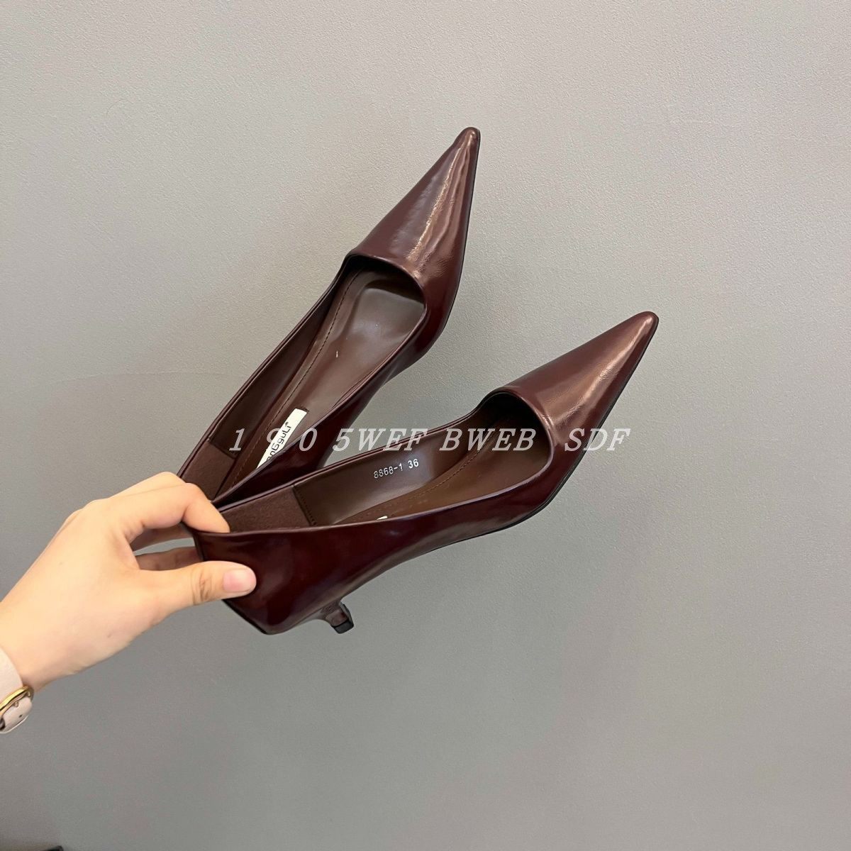 羊皮版   陌上花手工真皮单鞋女通勤工作细跟中跟鞋不累脚轻熟风
