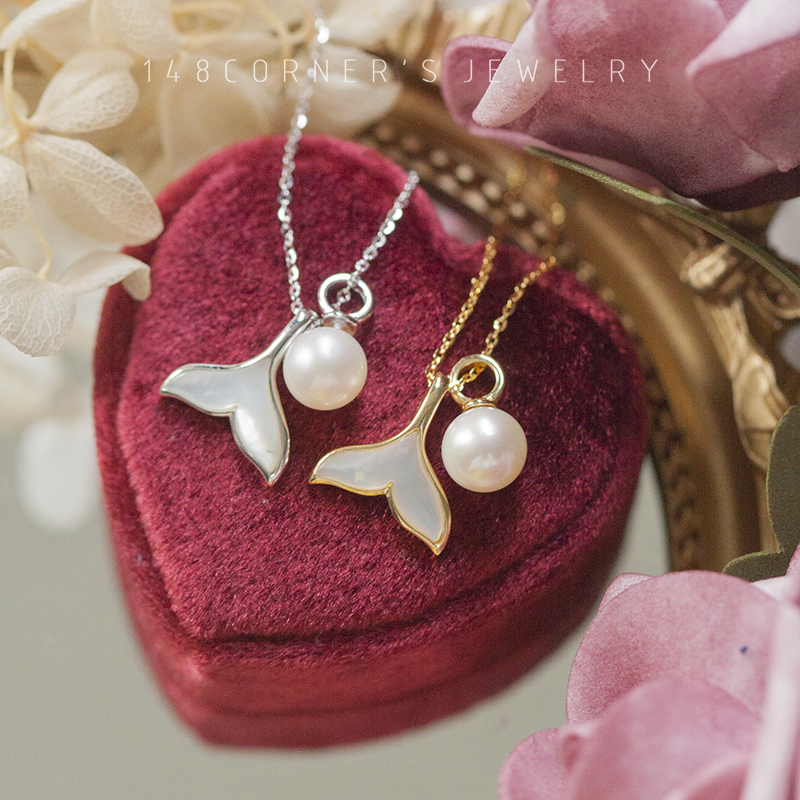 日系手工美人鱼尾白母贝天然珍珠