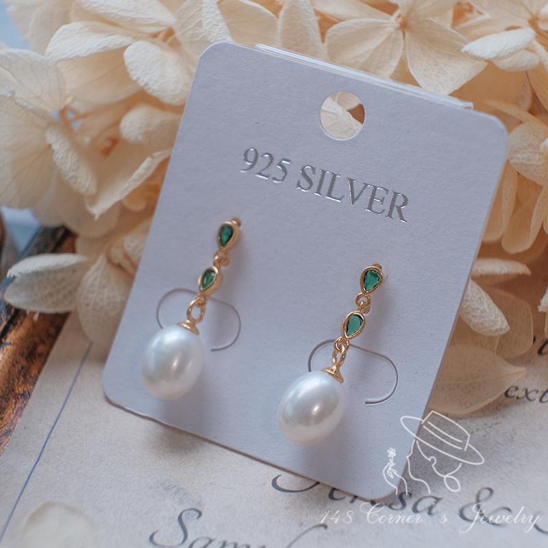 925银甜美气质珍珠锆石耳钉