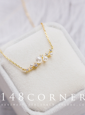 日系锆石钻纯银杂志款贝壳珍珠