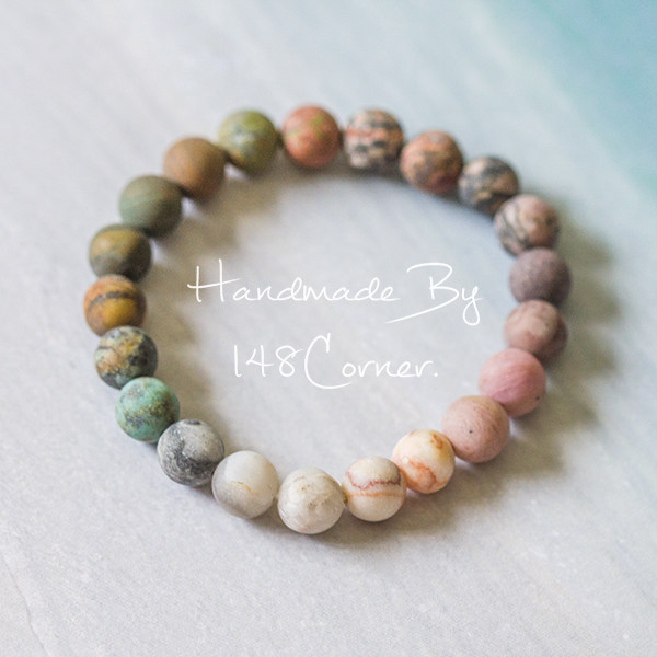 原创手工定制宇宙太阳系星球星空磨砂天然石玛瑙天河石情侣手链